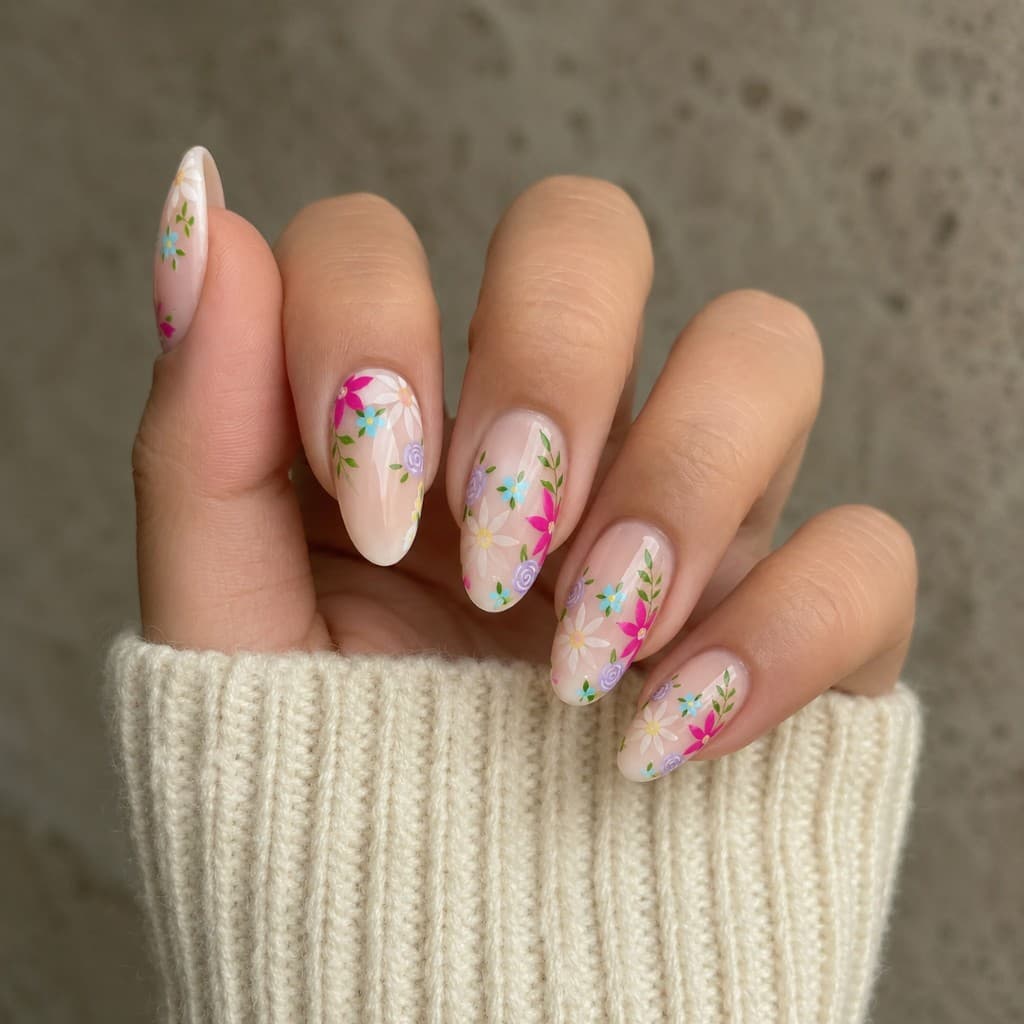 Floral Bloom Semi-Cured Gel Nail Wrap Kit
