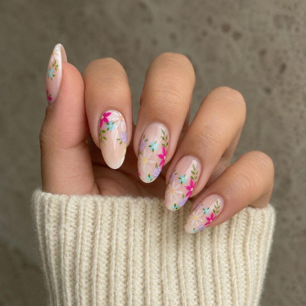 Floral Bloom Semi-Cured Gel Nail Wrap Kit